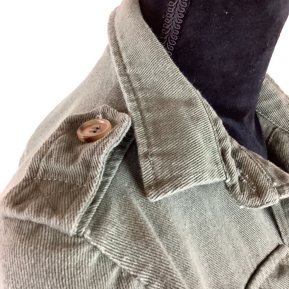 LINE THE LABEL GREEN UTILITARIAN DENIM SHACKET / SHIRT - Picture 4 of 8